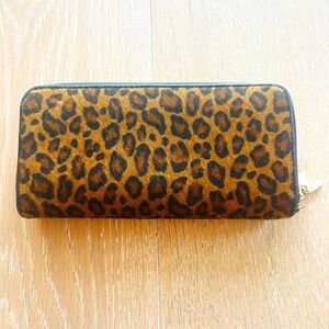 A New Day Leopard Print Double Section Fabric Wallet